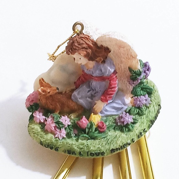 Vintage Forest Angel Wind Chimes Plastic Deer Flowers Brass Chimes (z) - Picture 3 of 5